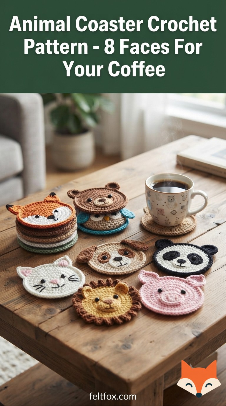 Animal Coaster Crochet Pattern - 8 Faces For Your Coffee