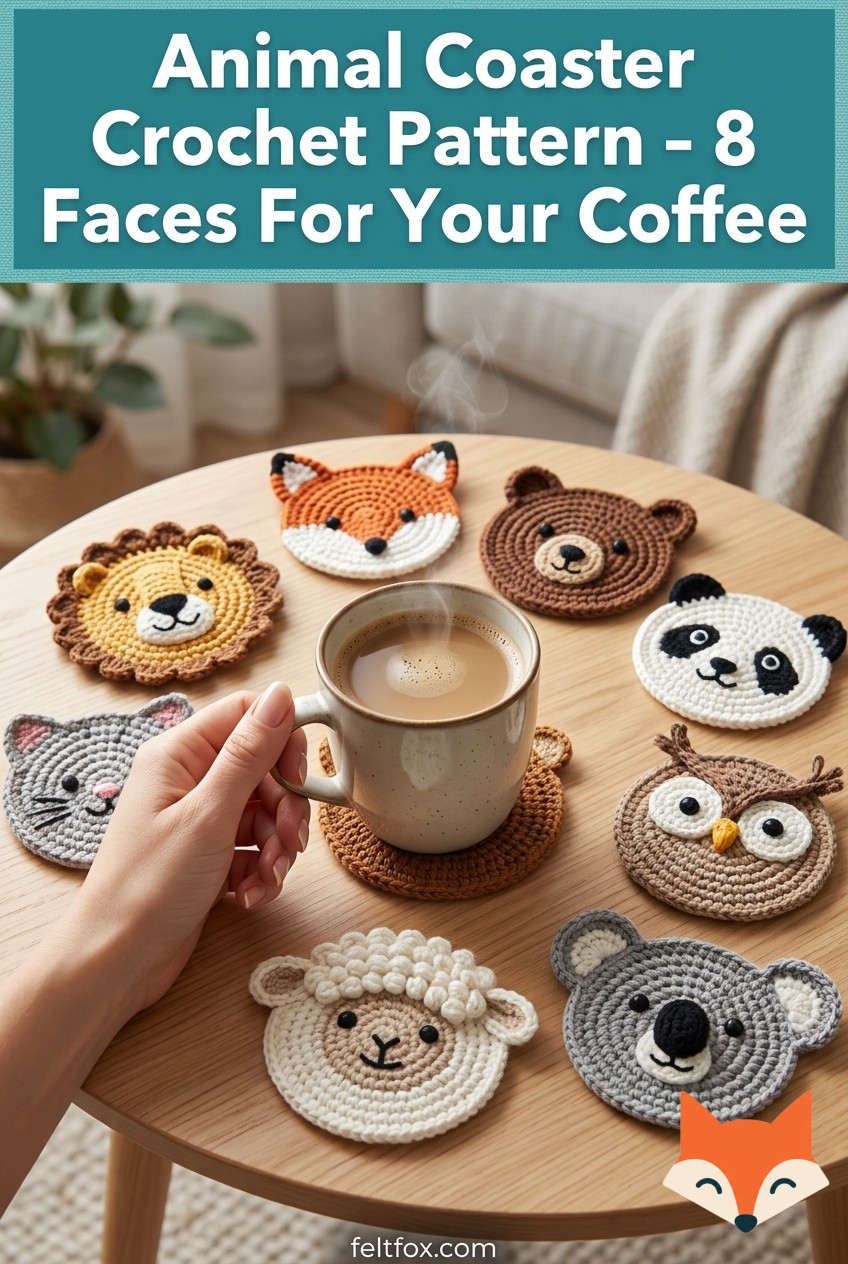 Animal Coaster Crochet Pattern - 8 Faces For Your Coffee