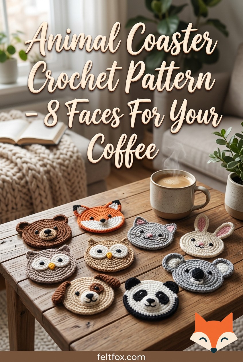 Animal Coaster Crochet Pattern - 8 Faces For Your Coffee