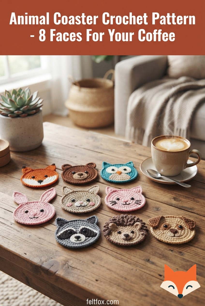 Animal Coaster Crochet Pattern - 8 Faces For Your Coffee