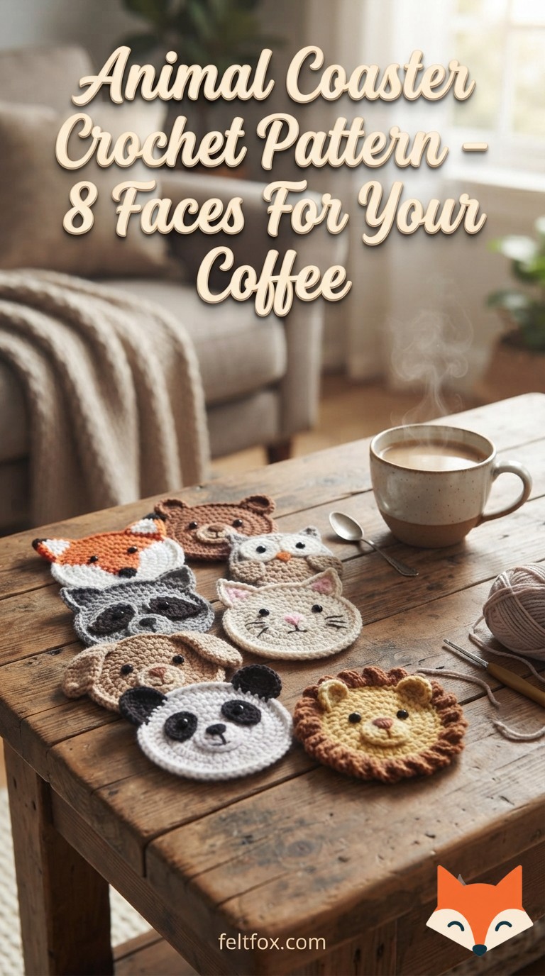 Animal Coaster Crochet Pattern - 8 Faces For Your Coffee