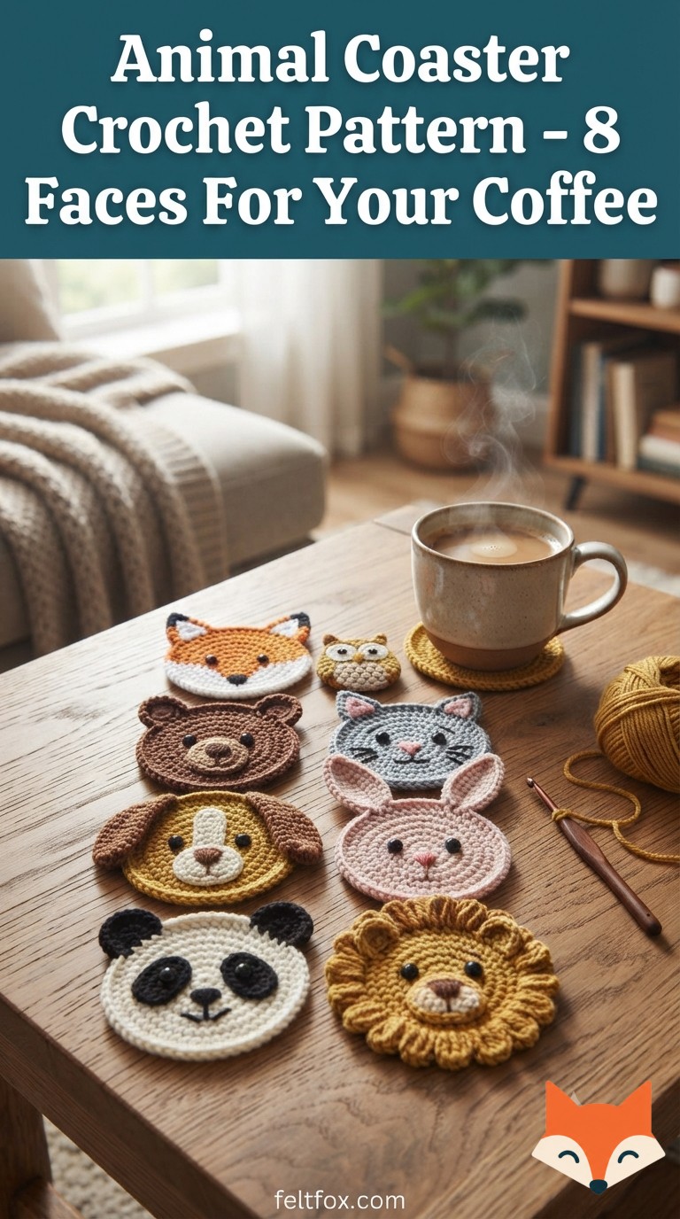 Animal Coaster Crochet Pattern - 8 Faces For Your Coffee