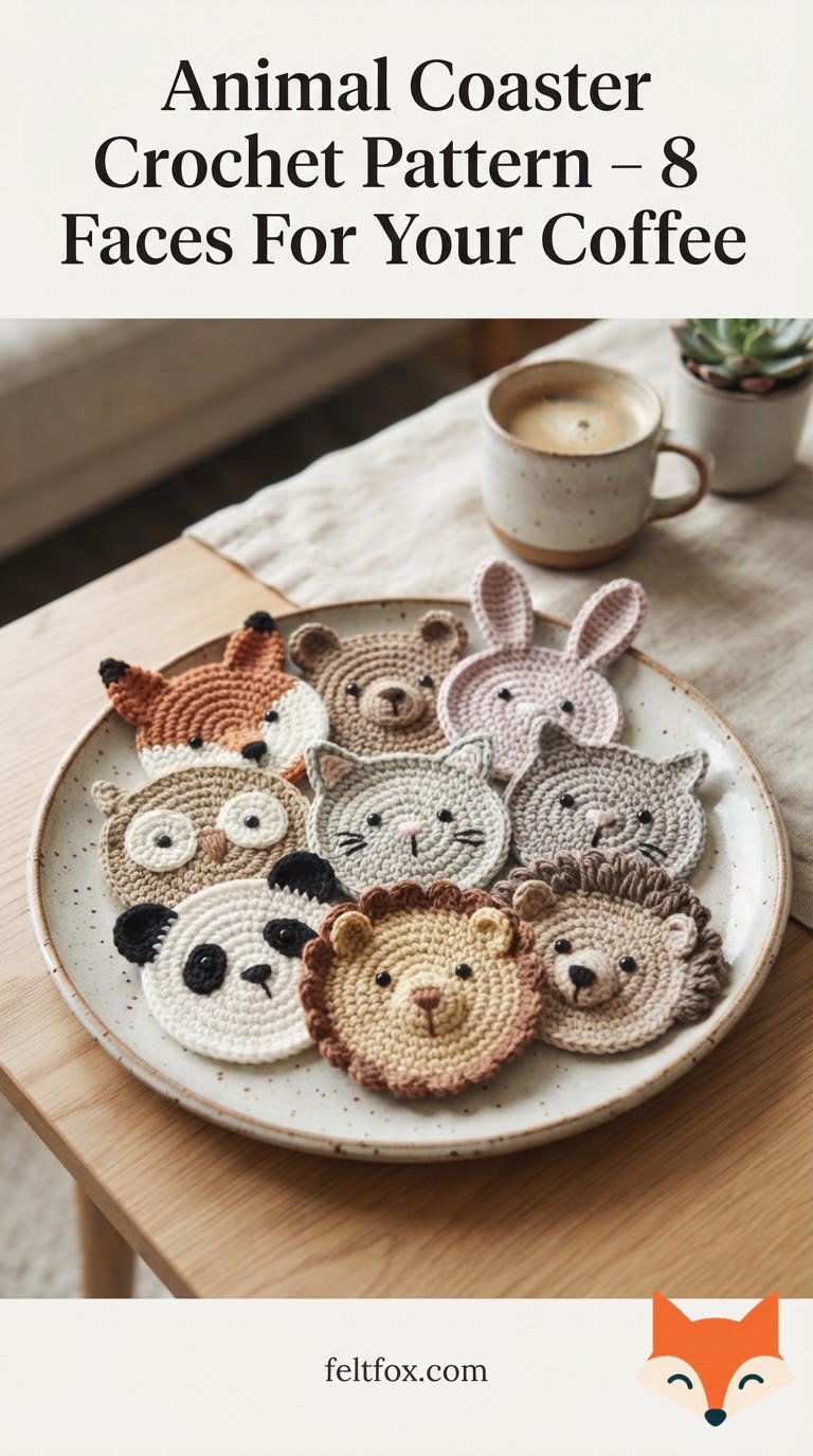Animal Coaster Crochet Pattern - 8 Faces For Your Coffee