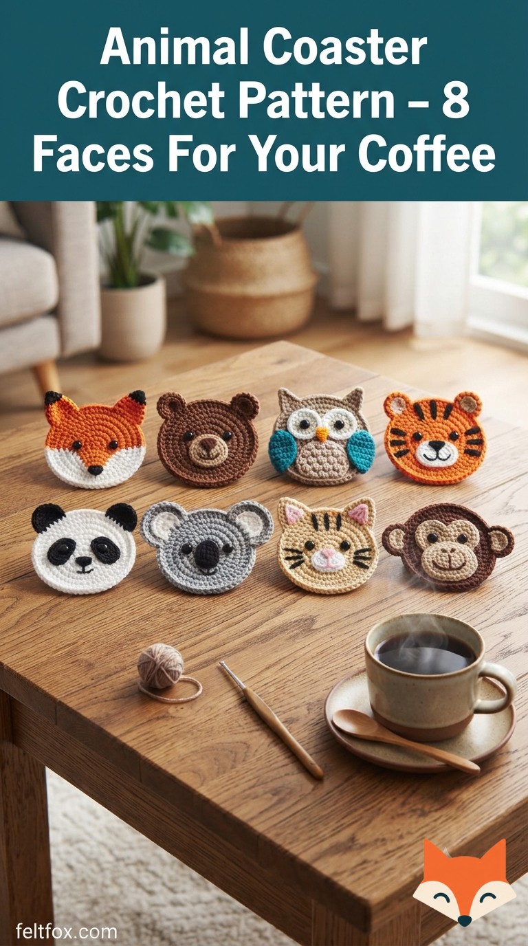 Animal Coaster Crochet Pattern - 8 Faces For Your Coffee